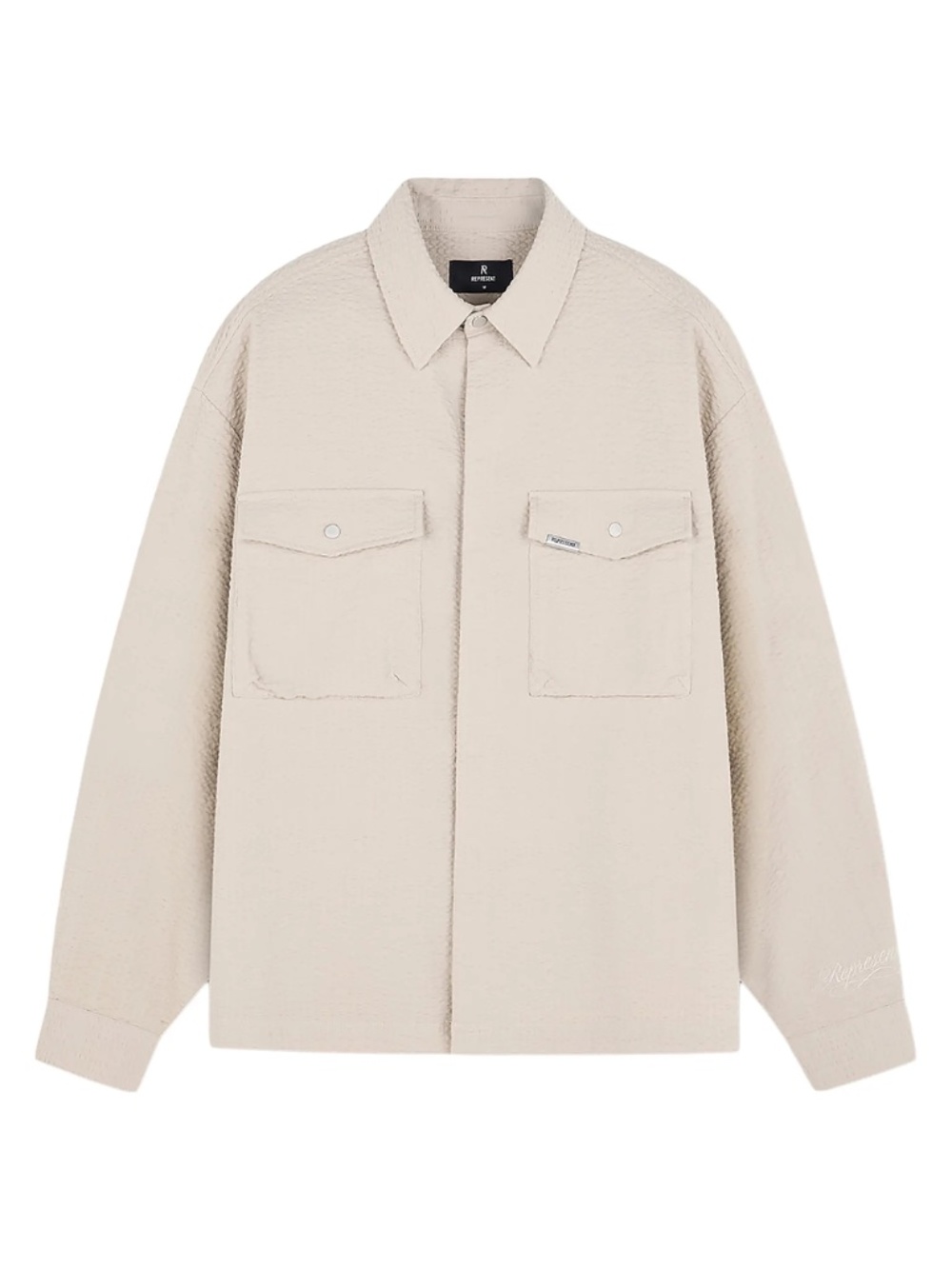 Represent Textured Cotton Overshirt Champagne Medium NWT